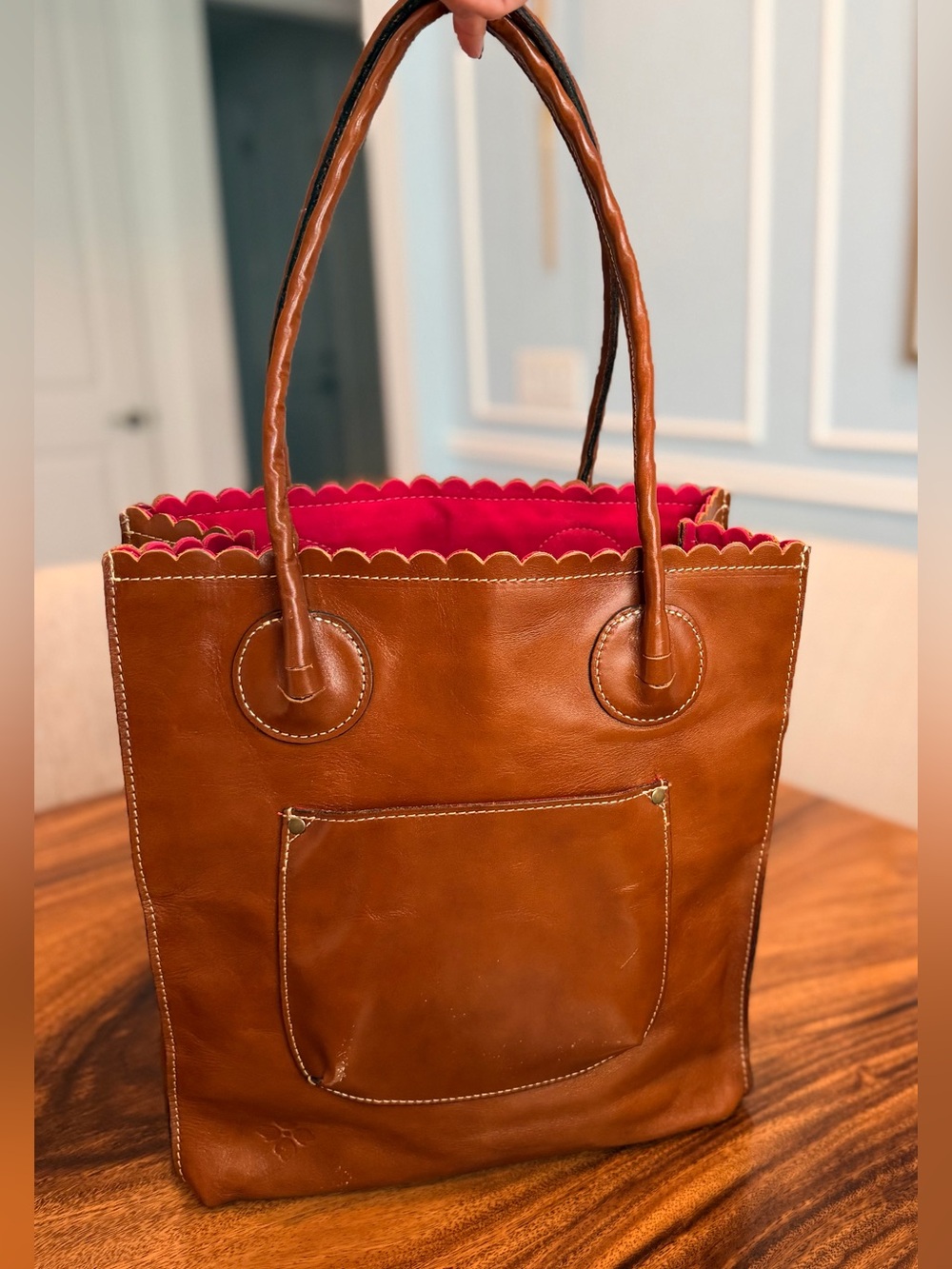 Patricia Nash Tooled Leather Floral Cutout Shopper. Gold Leather Underlay. GUC - Picture 6 of 17